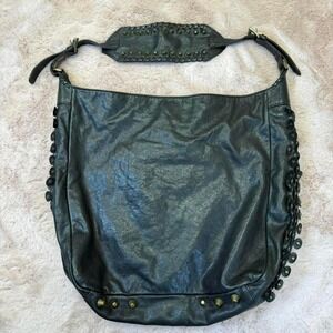 black faux leather slouchy‎ hobo bag by Pour La Victoire